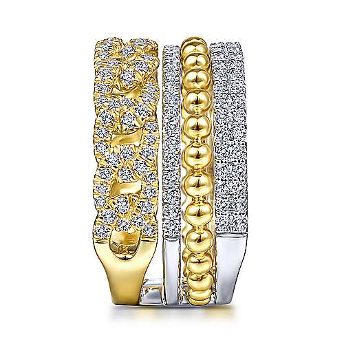 14K TT Gold 1.00ctw G/SI2 Wide Band Layered Diamond Ring - Image 4