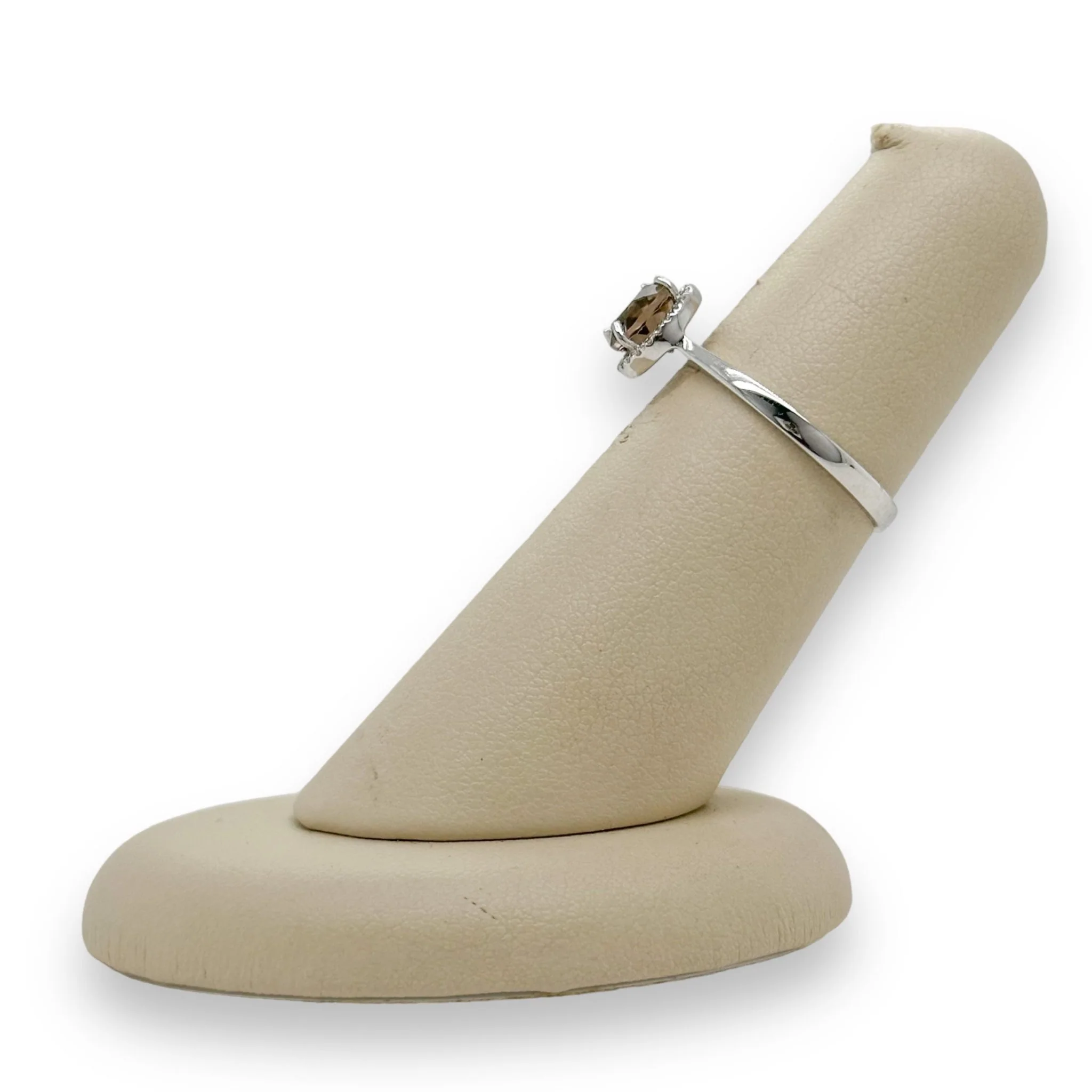 14K W Gold 0.91ct Smoky Quartz & Diamond Halo Ring - Image 3