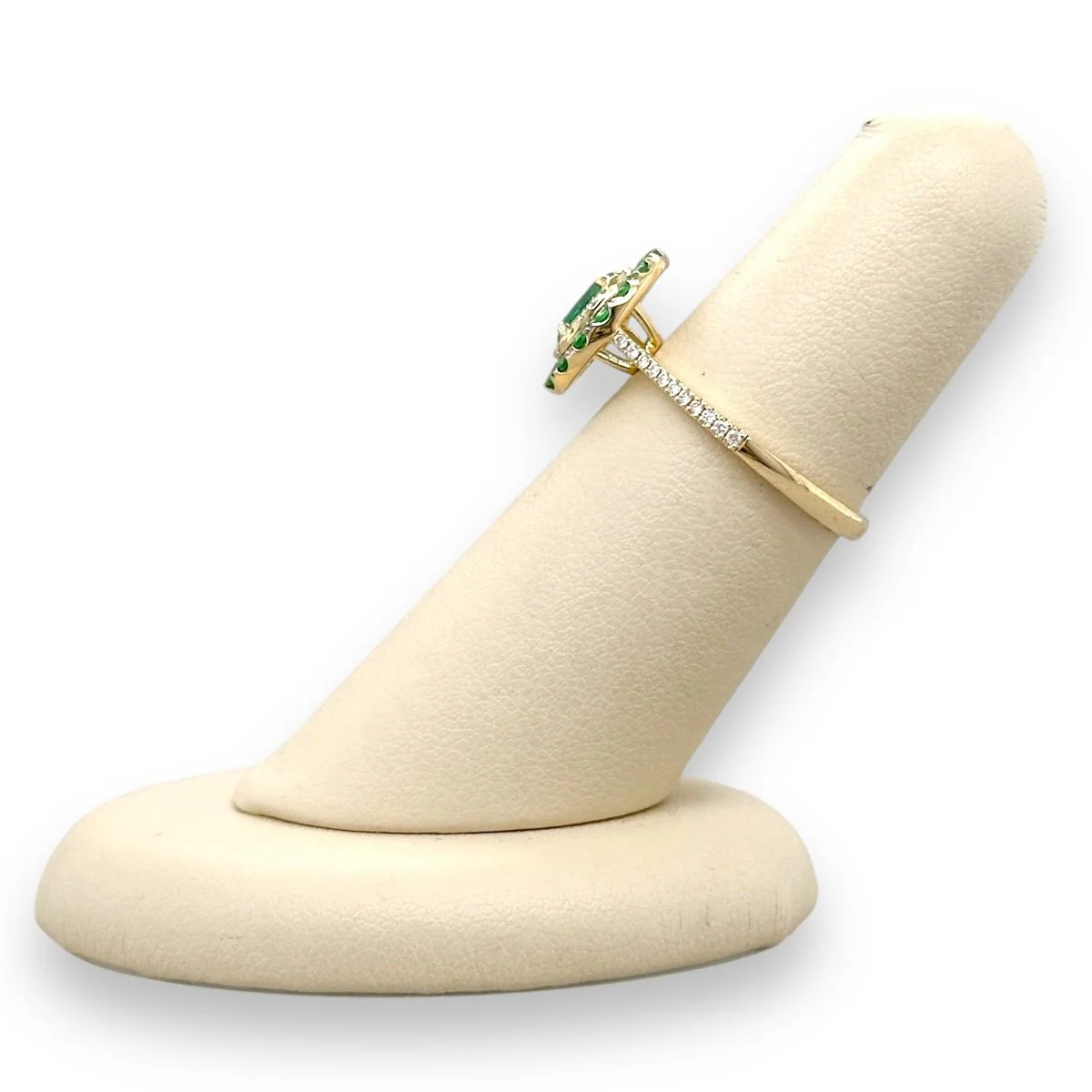 14K Y Gold 0.14ctw Diamond 0.51ctw Emerald 0.45ctw Tsavorite Ring - Image 3