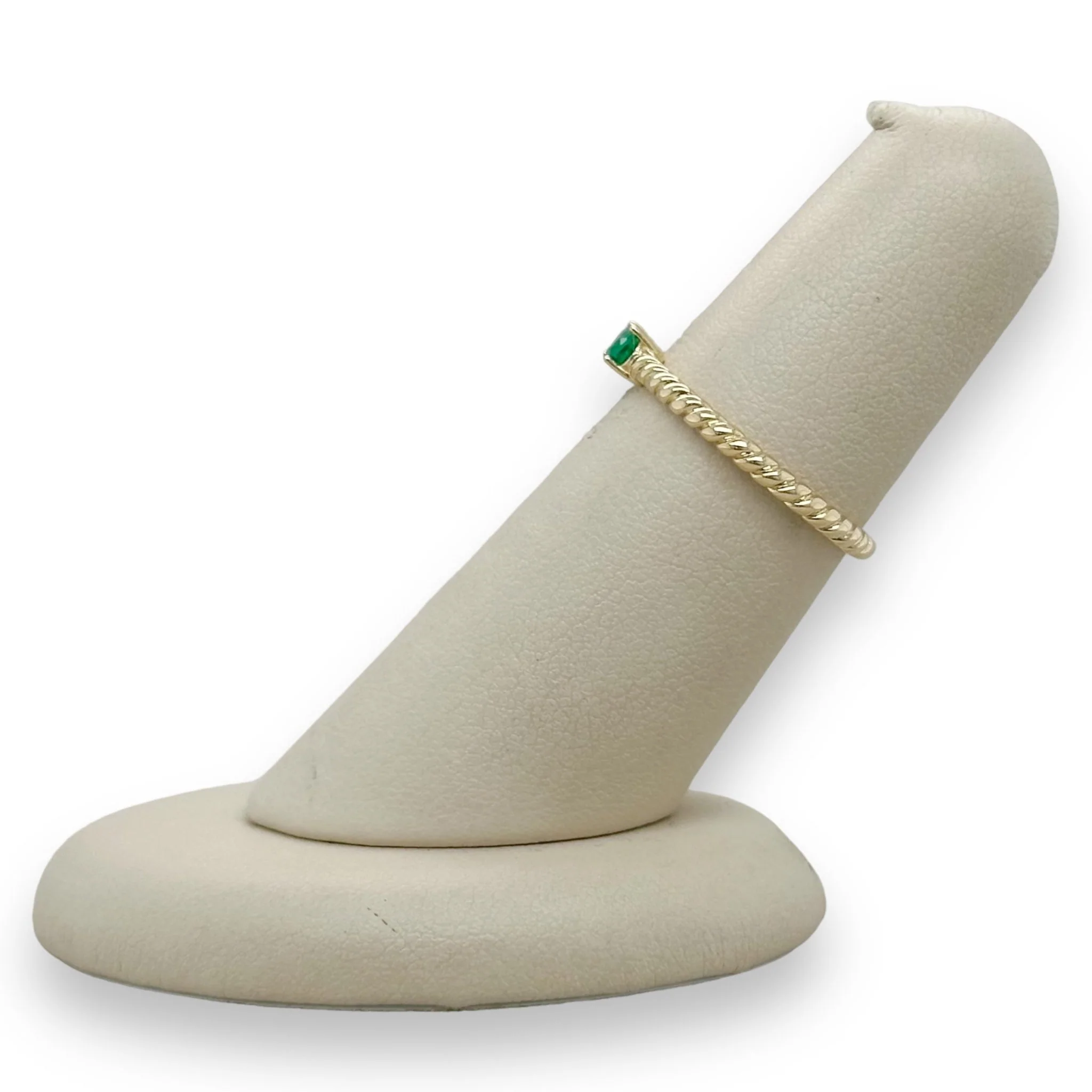14K Y Gold 0.25ct Emerald Rope Design Ring - Image 3