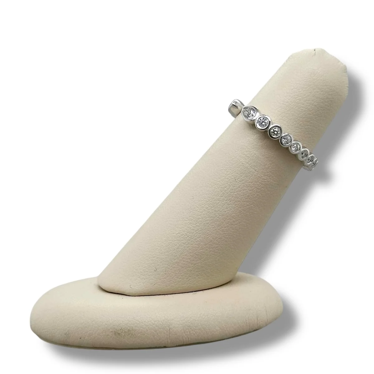 14K W Gold 0.50ctw G/SI1 Bezel Set Pear and Round Open Diamond Eternity Band - Image 3