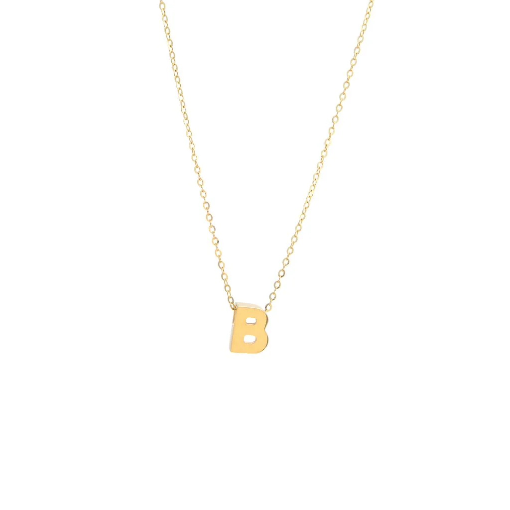 14K Y Gold initial 'B' pendant on a 16" chain with a 2" extender - Image 4