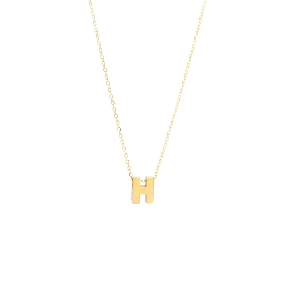 14K Y Gold initial 'H' pendant on a 16" chain with a 2" extender - Image 4