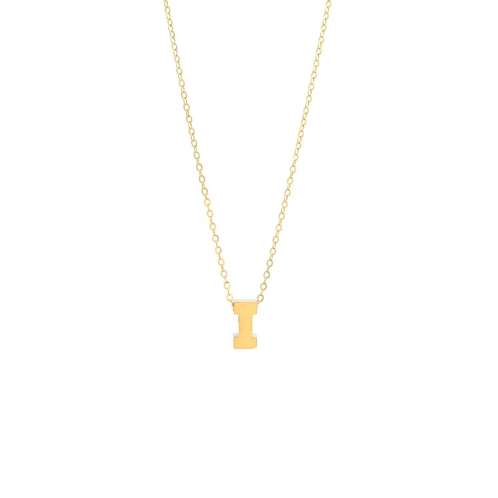 14K Y Gold initial 'I' pendant on a 16" chain with a 2" extender - Image 4