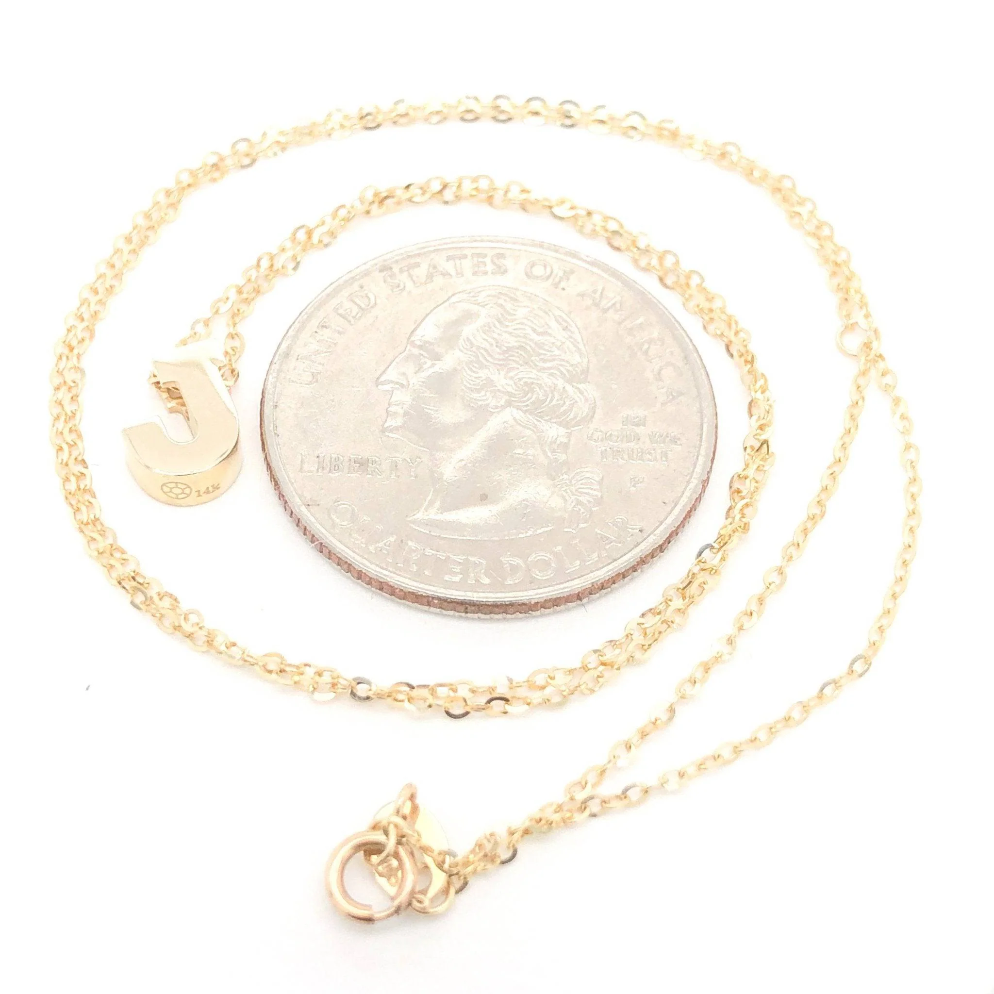 14K Y Gold initial 'J' pendant on a 16" chain with a 2" extender - Image 4