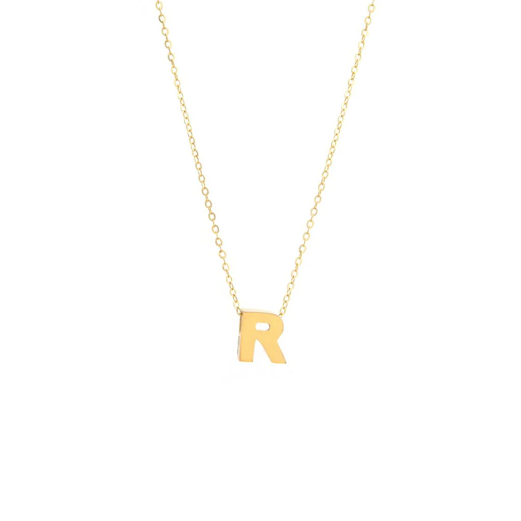14K Y Gold initial 'R' pendant on a 16" chain with a 2" extender - Image 4