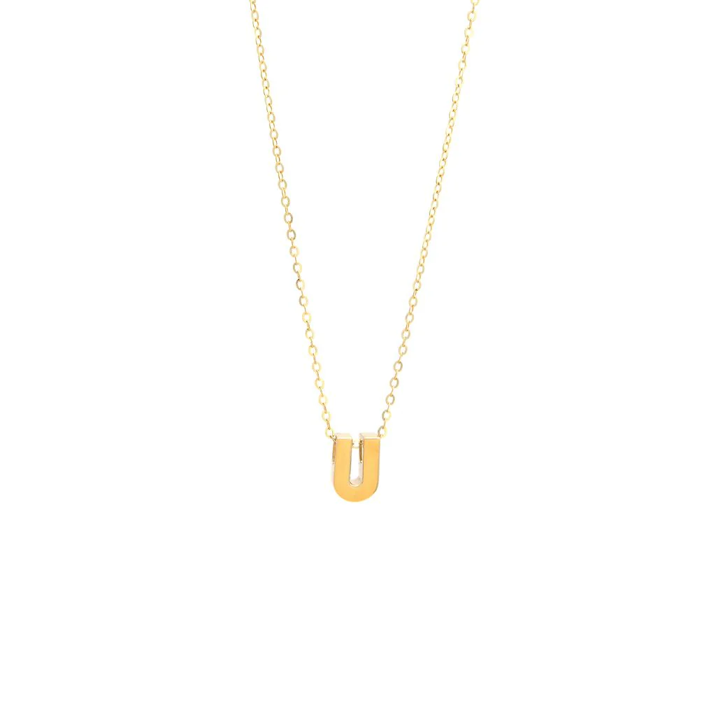 14K Y Gold initial 'U' pendant on a 16" chain with a 2" extender - Image 4