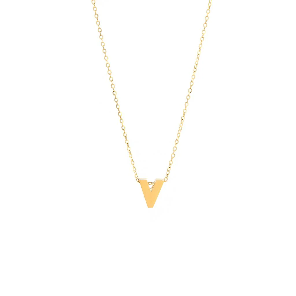 14K Y Gold initial 'V' pendant on a 16" chain with a 2" extender - Image 4