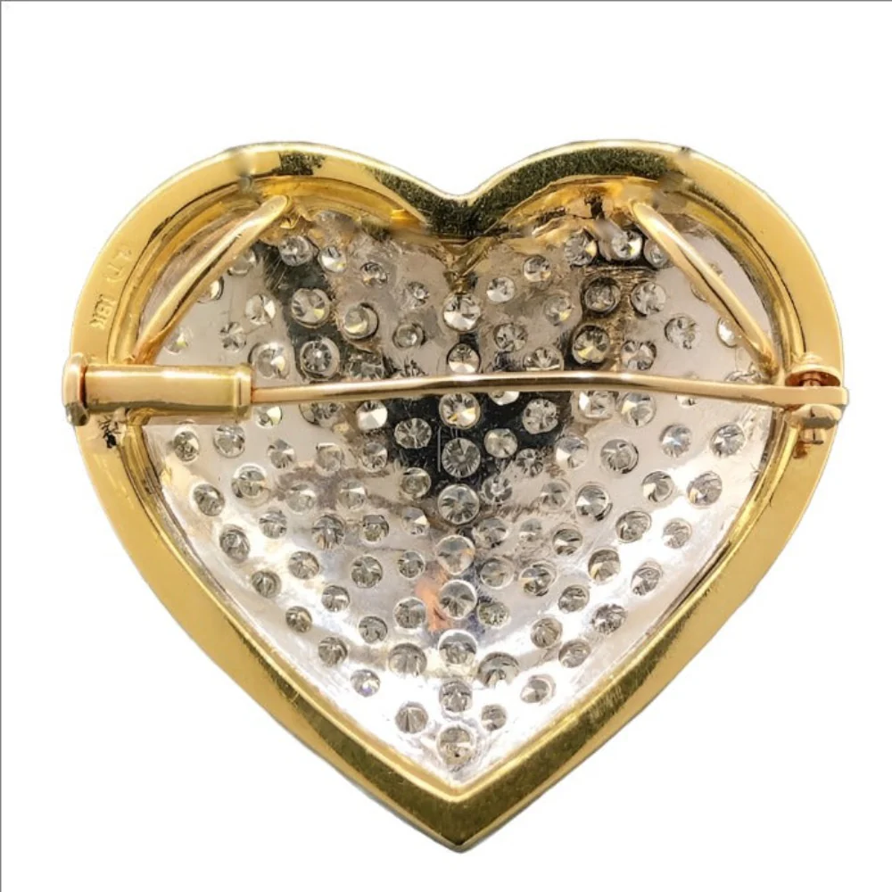 18K Y Gold 7.00cttw G/VS1 Diamond Heart Pin/Slide Pendant - Image 3