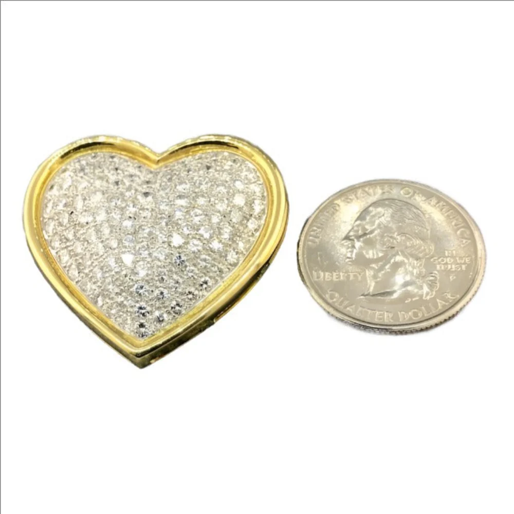 18K Y Gold 7.00cttw G/VS1 Diamond Heart Pin/Slide Pendant - Image 4