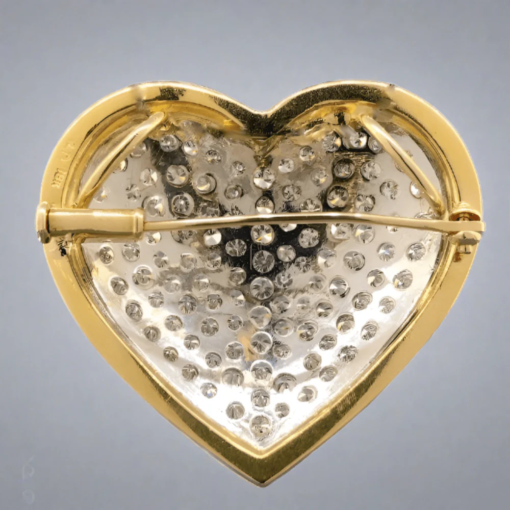18K Y Gold 7.00cttw G/VS1 Diamond Heart Pin/Slide Pendant - Image 5