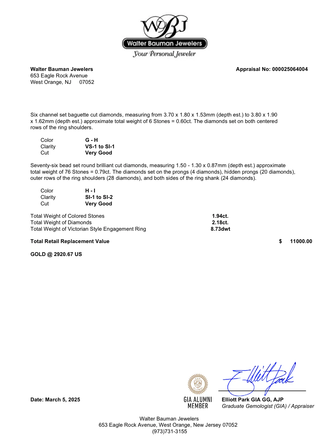 Estate 18K W Gold 1.94ct Emerald & 2.18ctw Diamond Ring - Image 7