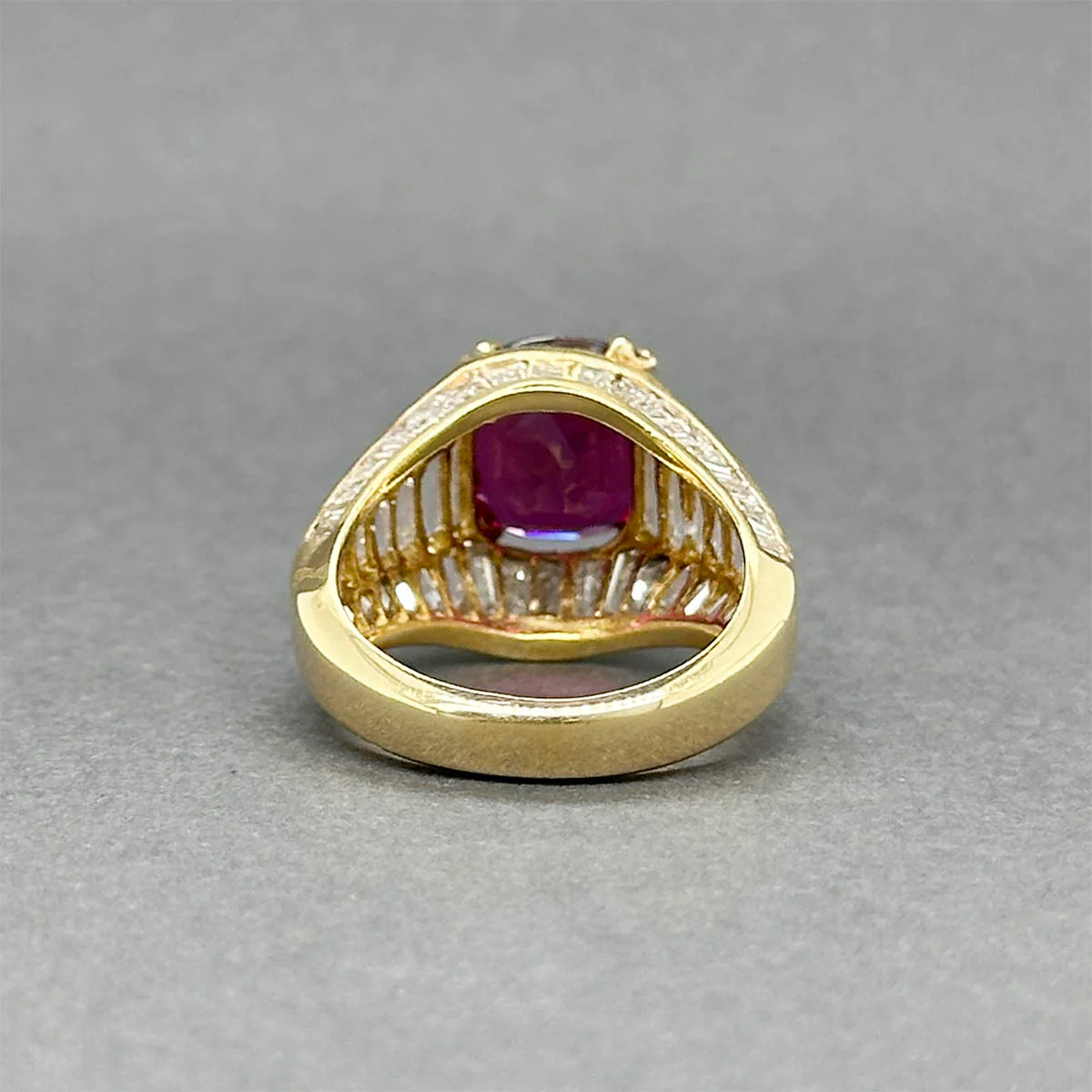 Estate 18K Y Gold 3.73ct Ruby & 3.00ctw Diamond Ring GIA #5201725372 - Image 3