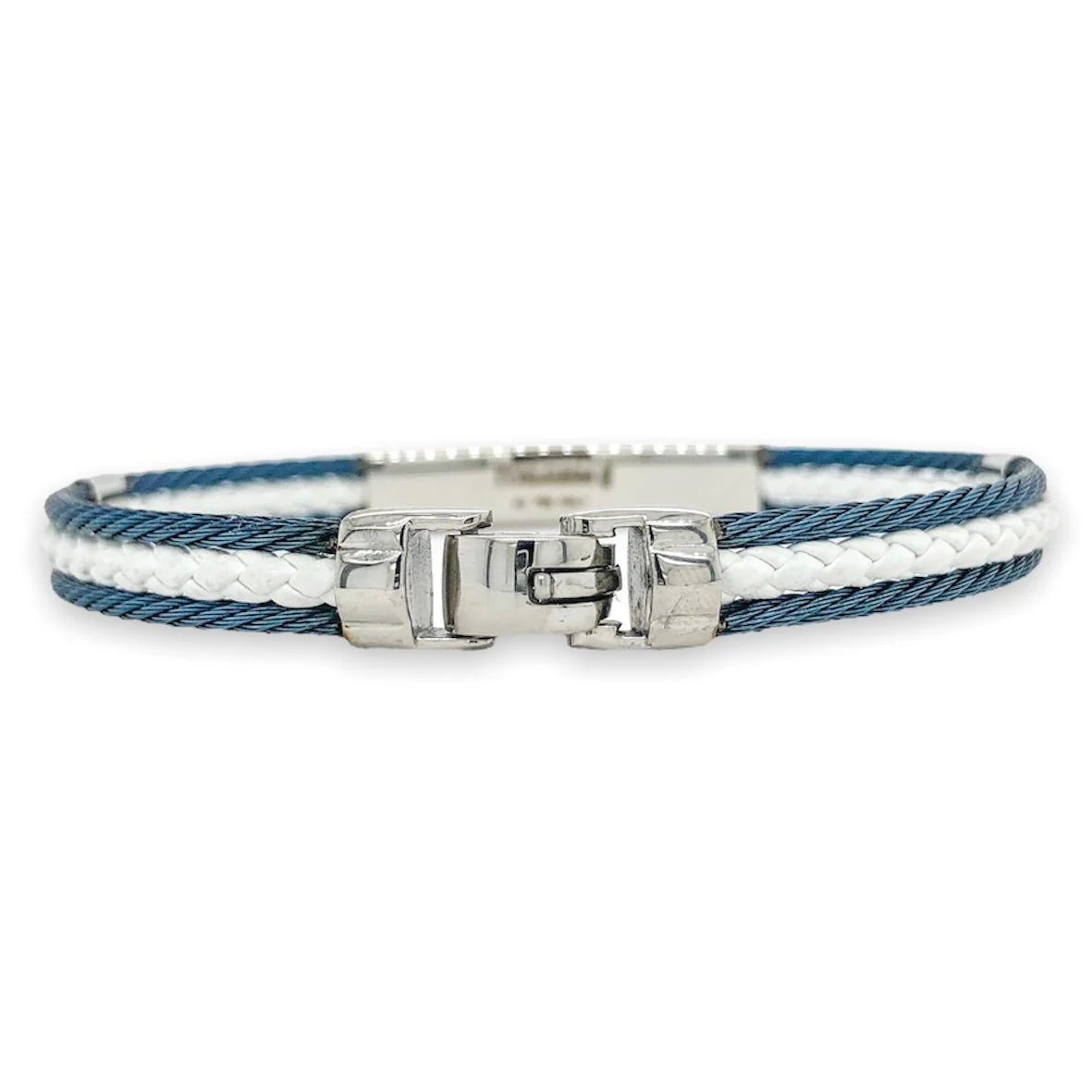 STST Blue & White Leather Cable Bracelet - Image 3