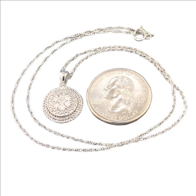 Sterling Silver 0.33cttw Diamond Circle Rope Necklace - Image 3