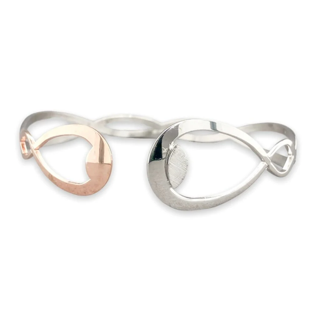 SS RGP Open Design Twisted Bangle Bracelet - Image 3