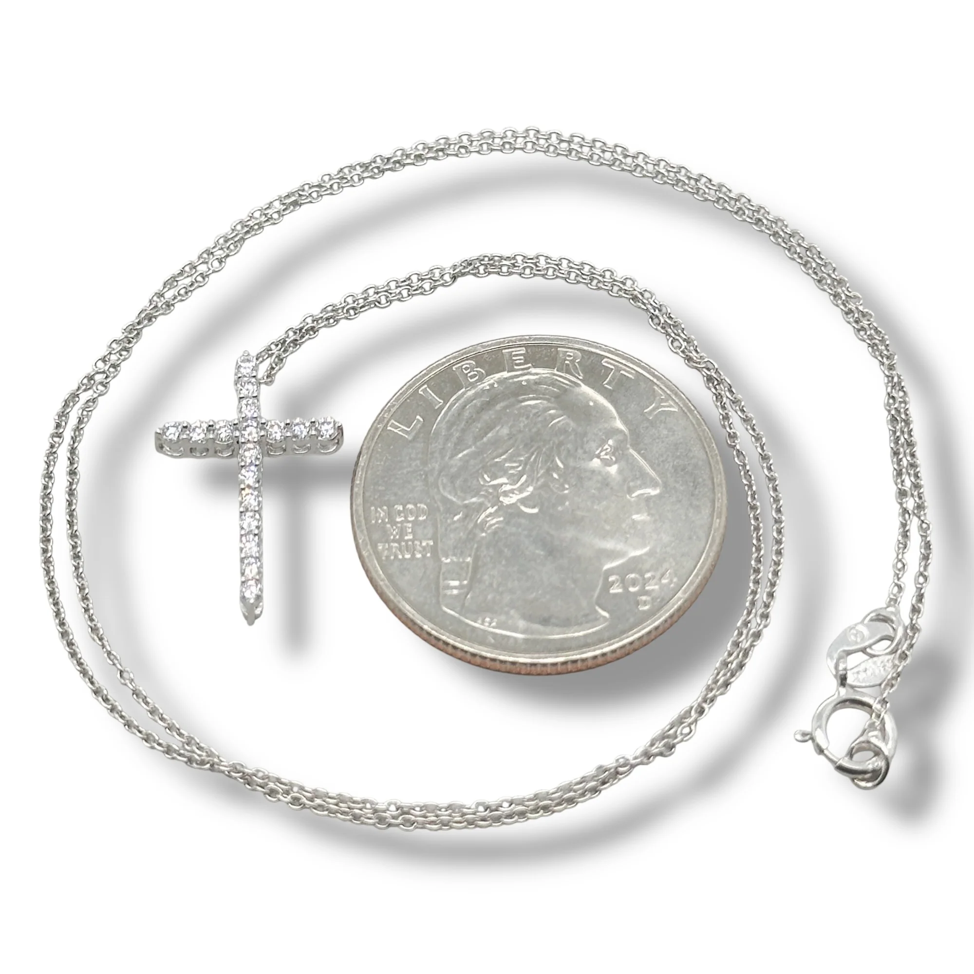 SS 0.25ct F-G/VS2 Lab Created Diamond Cross Pendant - Image 4